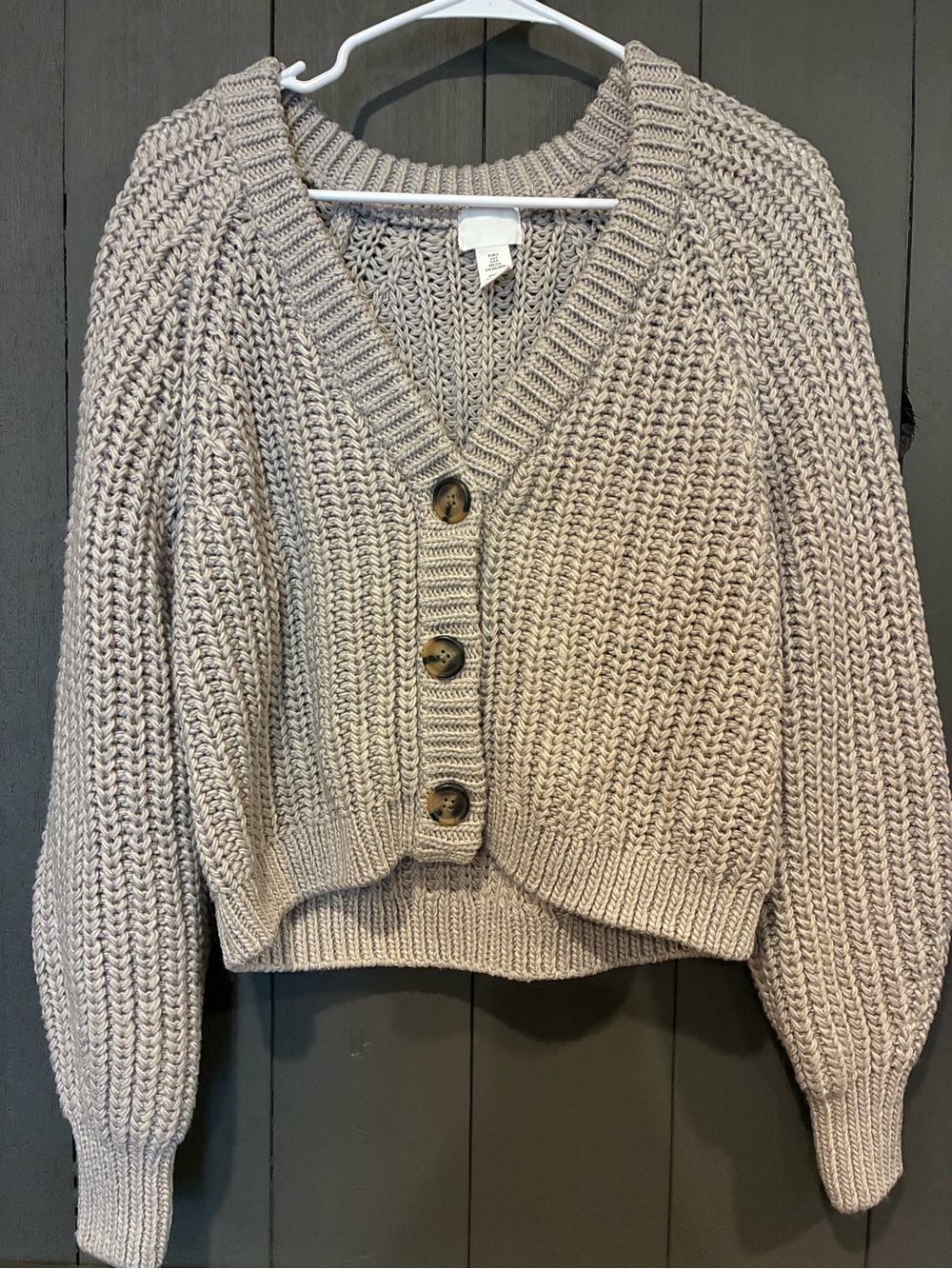 H&M Chunky Knit Cardigan sweater in Light gray